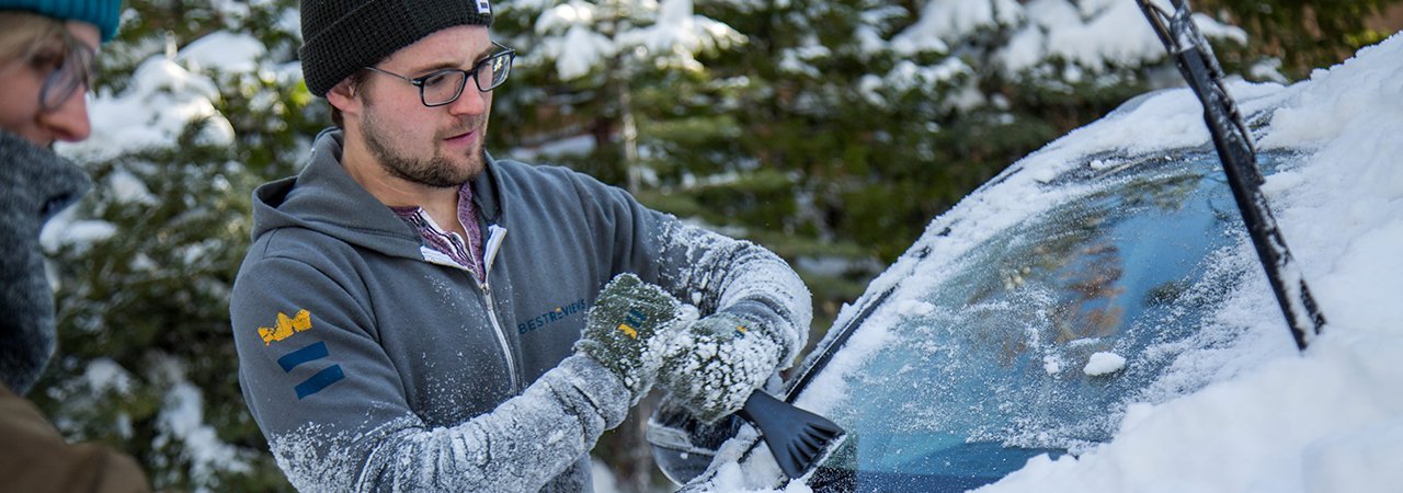 Blue ICE SCRAPER Mitt Car INSULATED Glove Windscreen Thermal Snow