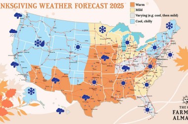 The Old Farmer’s Almanac predicts travel-friendly Thanksgiving weather