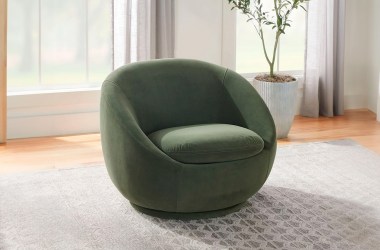 Walmart's $250 version of West Elm's popular velvet swivel chair is just as chic