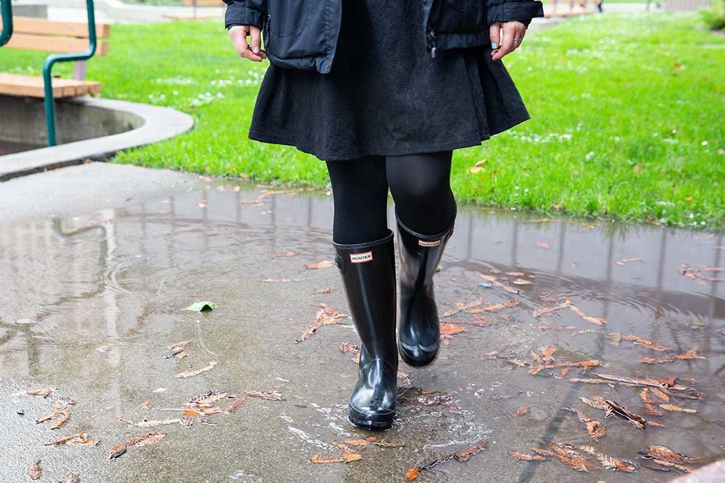 leather sole in rain
