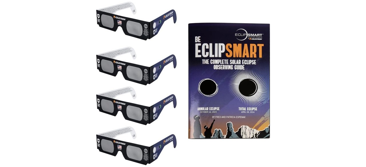 EclipSmart Safe Solar Eclipse Glasses Family 4-Pack on white background