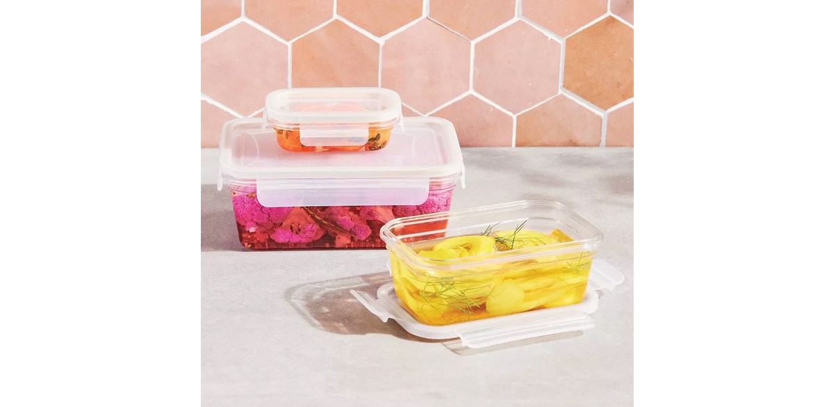 Figmint 6pc (set of 3) Plastic Rectangle Food Storage Container Set Clear