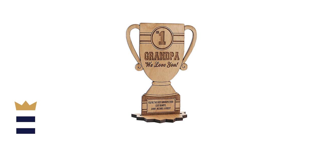 #1 Grandpa personalized wood trophy