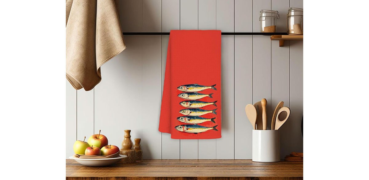 KRHFG Sardine Fish Lover Gifts Dish Towels, 16x24 Inch