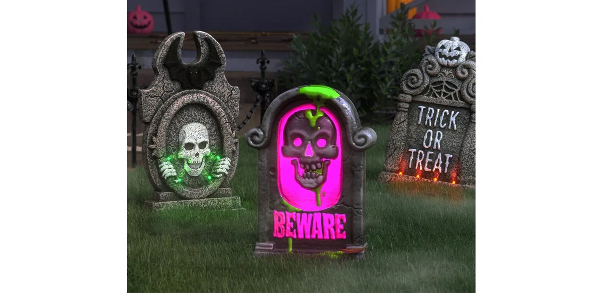 Lit Tombstone Blowmold Outdoor Halloween Decorative Prop - Hyde & EEK