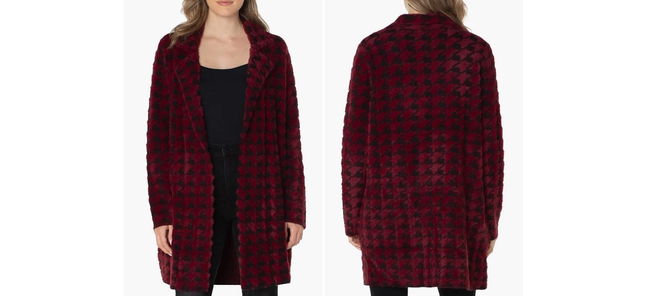 Liverpool Los Angeles Houndstooth Open Front Sweater Coat