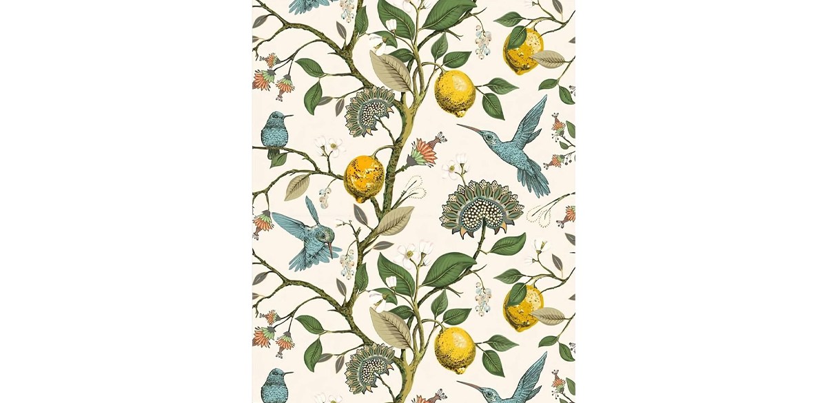 Meihodan Blue Bird And Fresh Lemon Tree Self Adhesive Peel and Stick Wallpaper