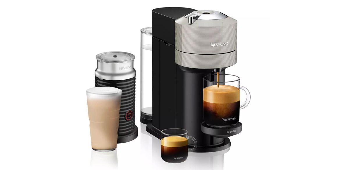 Nespresso Vertuo Next Espresso Roast Coffee Maker and Espresso Machine Bundle By Breville