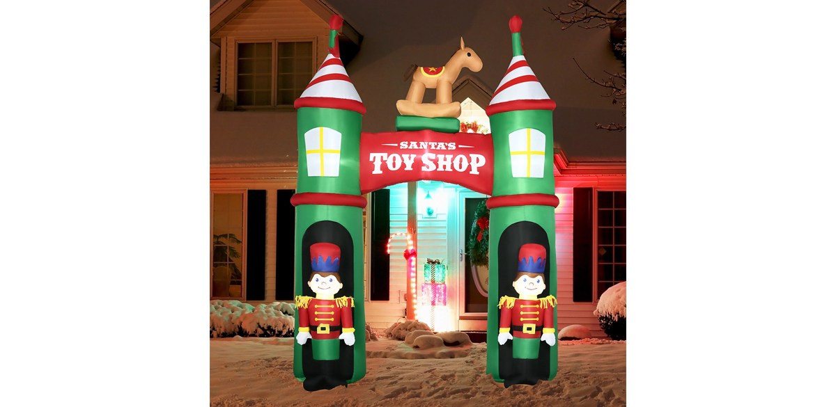 Outsunny Christmas Inflatable Happy Holidays Archway 2 Nutcracker Soldiers