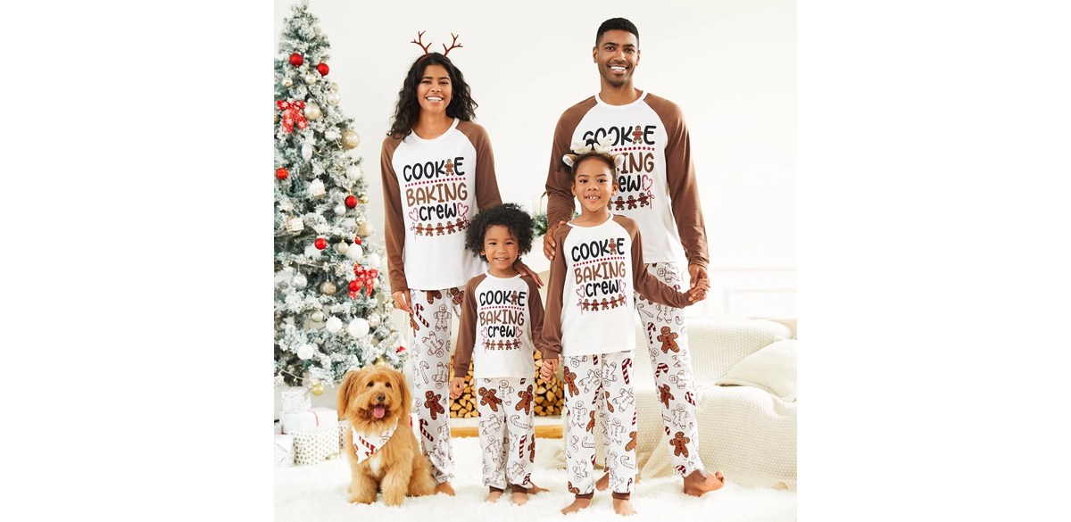 PatPat Christmas Pajamas Family Matching Pajamas Sets with Cute Gingerbread Man