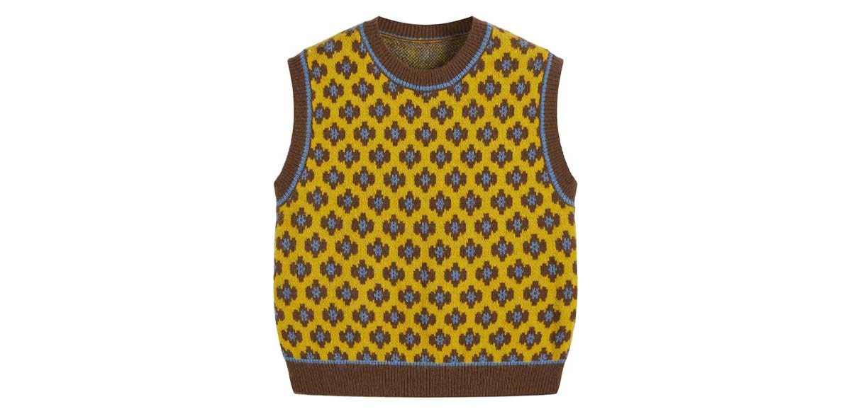 CIDER Sweater Vest Women Crewneck Sleeveless Cropped Sweater