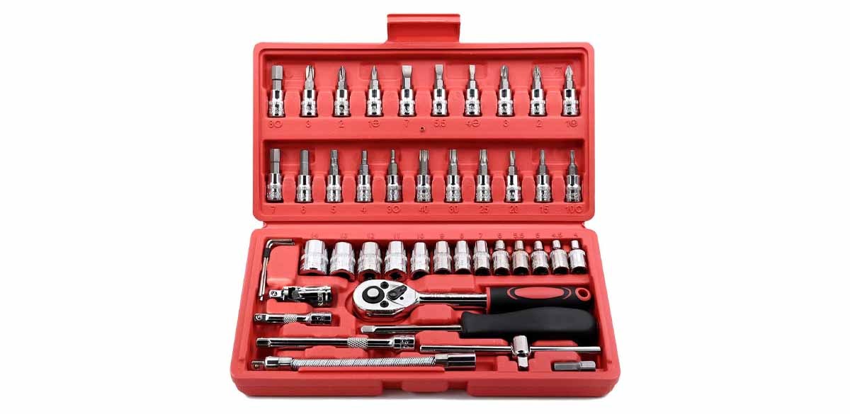 Egofine 46 Pieces 1_4 inch Drive Socket Ratchet Wrench Set