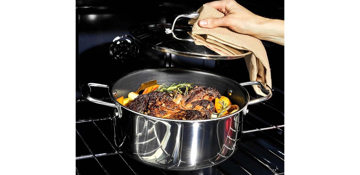 HexClad Hybrid Nonstick 5-Quart Dutch Oven with Stainless Steel Lid