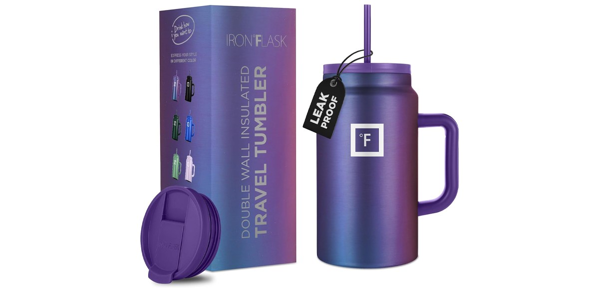 Iron Flask Co-Pilot Insulated Mug with Straw and Flip Cap Lids