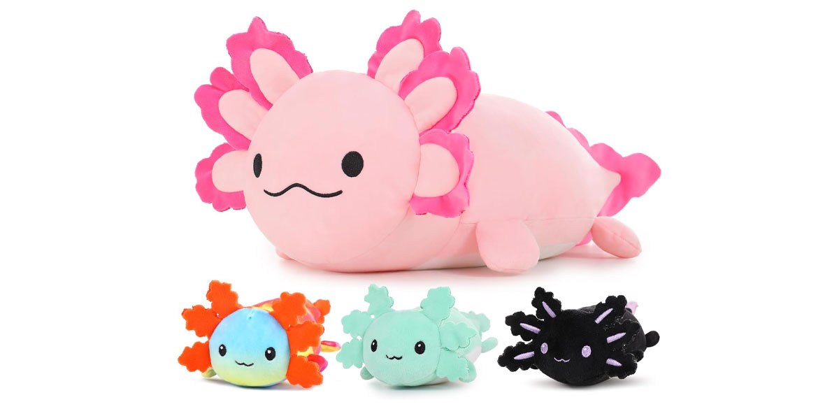 MaoGoLan 4Pcs Giant Axolotl Plush with 3 Babies Inside