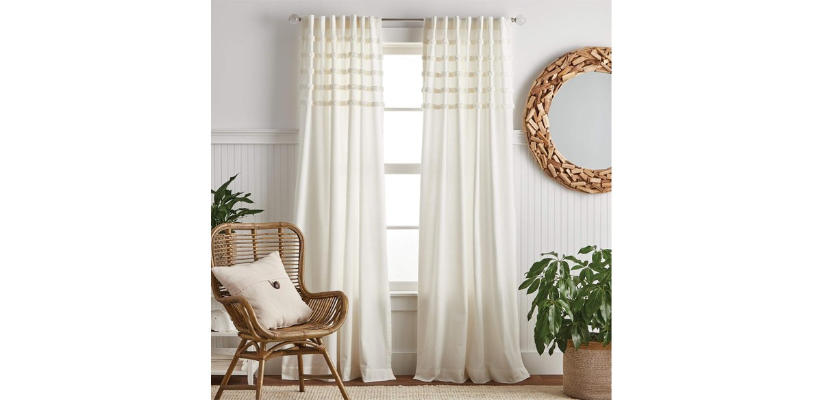 Martha Stewart Water's Edge Tufted Rod Pocket-Back Tab Window Curtain Panel