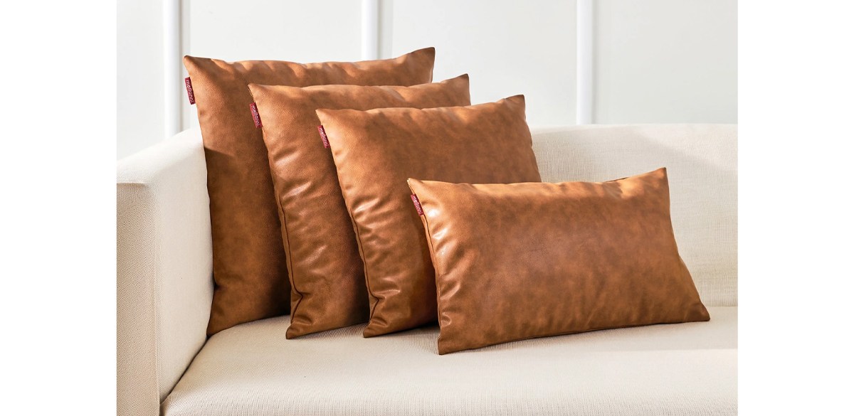 Mellanni 100% Faux Leather Throw Pillow Covers