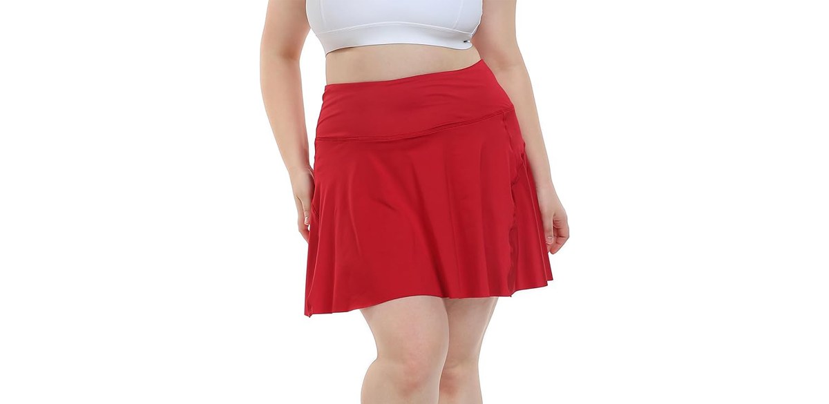 Red HDE Women's Plus Size Tennis Skort Pleated Athletic Golf Skirt