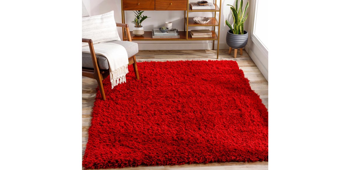 Zipcode Design Gilkey Machine Woven Red Shag Area Rug