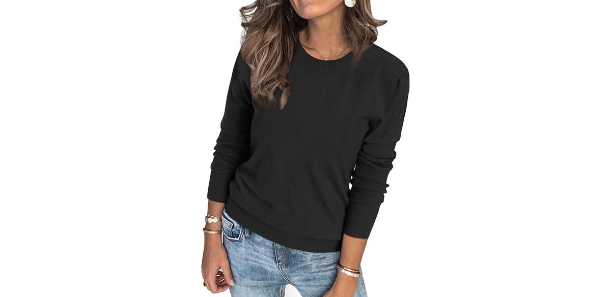 Arach&Cloz Womens Fall Sweater Long Sleeve Crew Knit Pullover Top