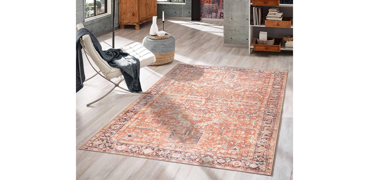 GLN Stain-Resistant Machine-Washable Area Rug