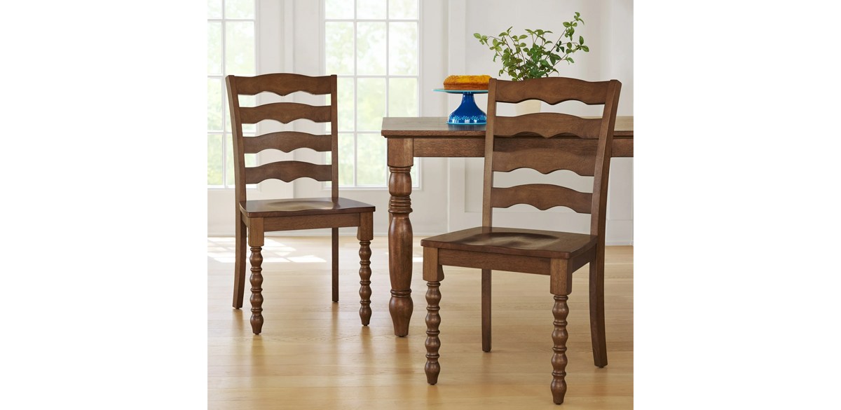 Pioneer Woman Harper Solid Wood Dining Chairs, 2 Pack, Homestead Brown