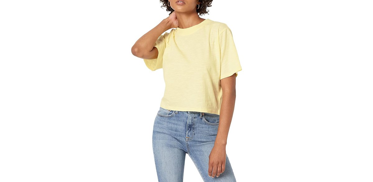 The Drop Women's Sydney Short Sleeve Cropped Crewneck T-Shirt