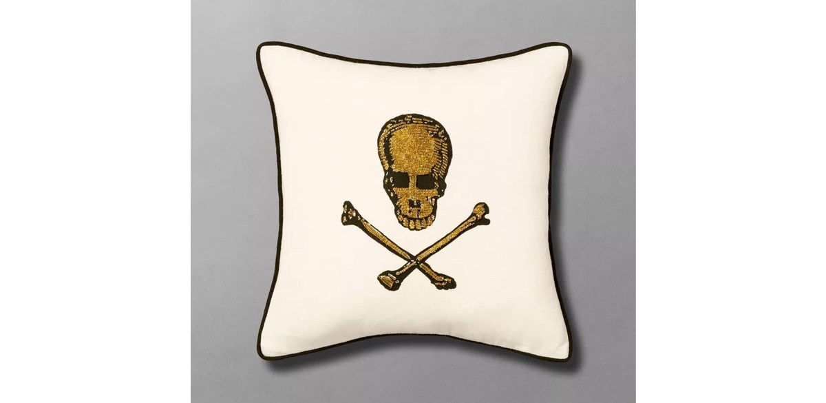 Beaded Skull and Crossbones Square Throw Pillow - John Derian For Target