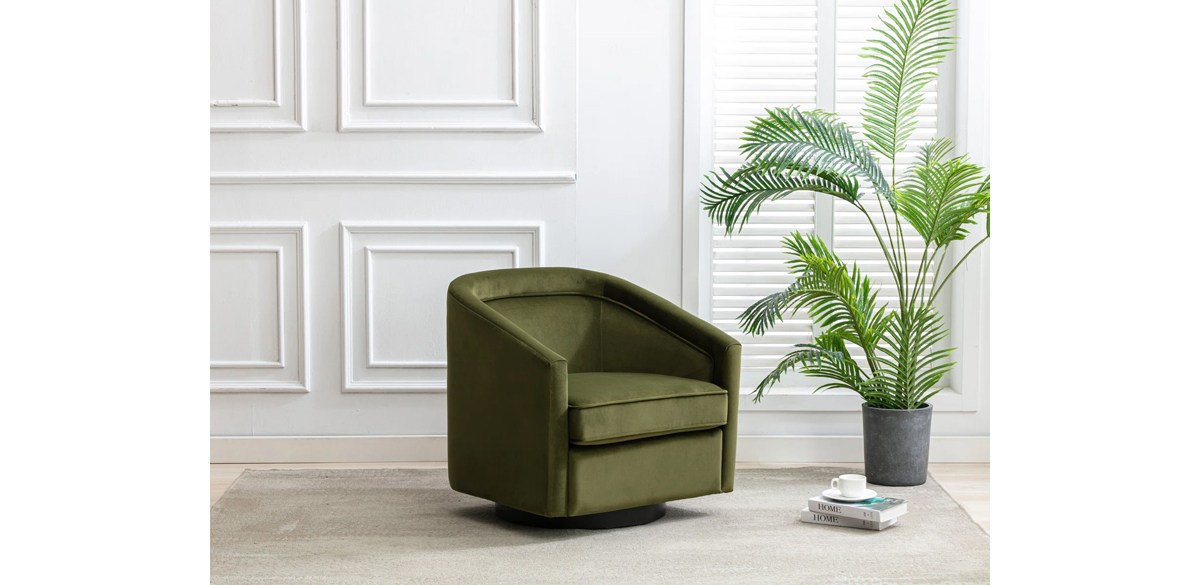 Etta Avenue Aloisa Velvet Swivel Barrel Chair