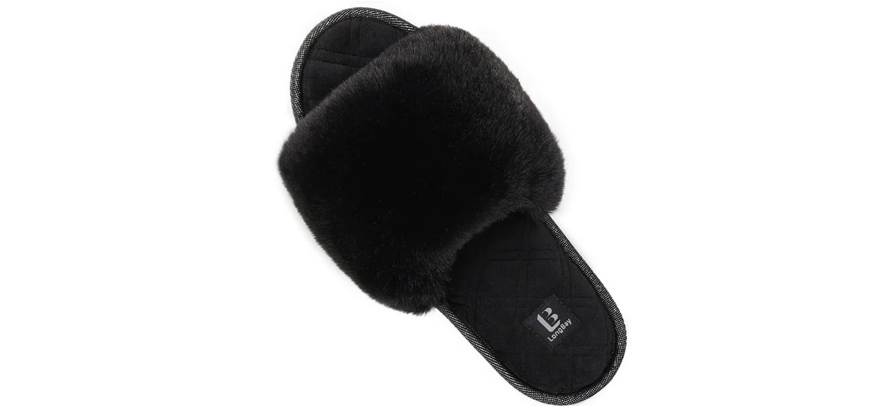 LongBay Women’s Fuzzy Faux Fur House Sandals