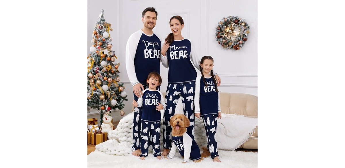 PatPat Polar Bear Family Holiday Pajama Set 