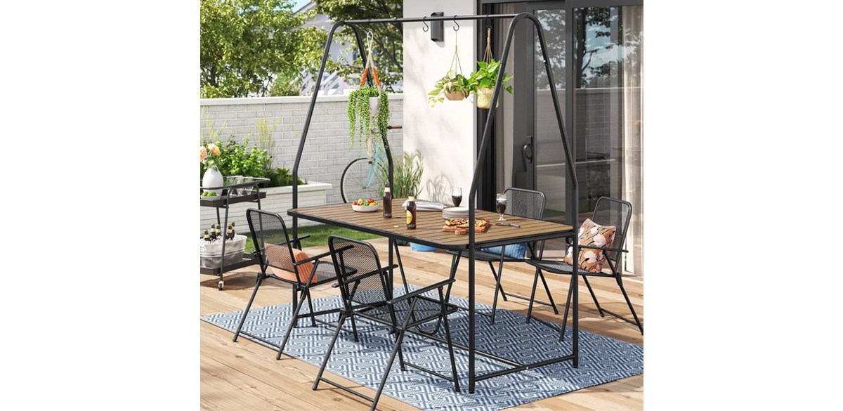 Room Essentials Rectangle A-Frame Pergola Outdoor Patio Dining Table