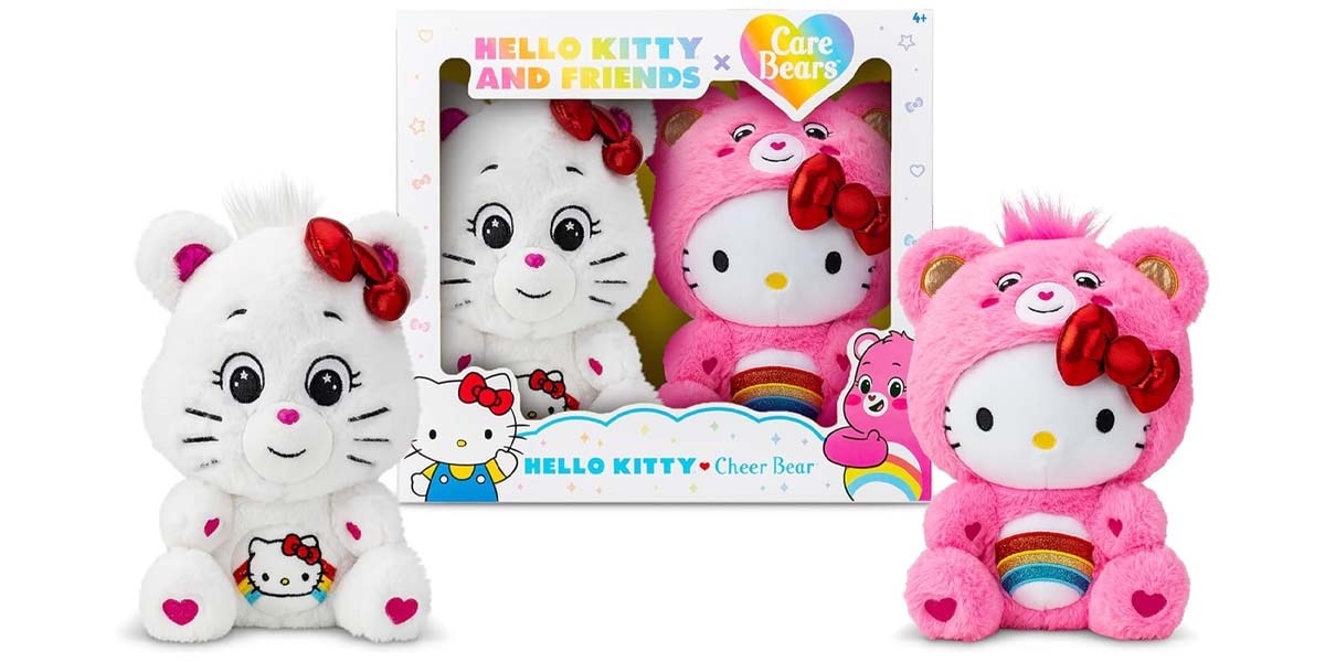 Care Bears Hello Kitty Loves Cheer Bear 10in Collectible Plush 2-Pack