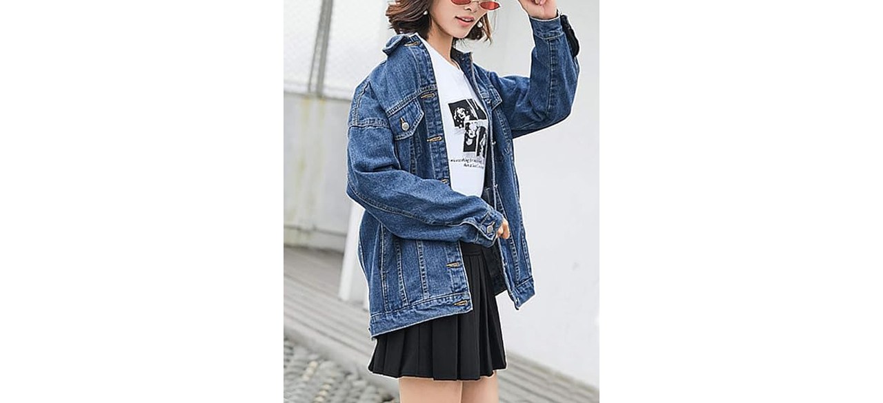 Omoone Women's Oversized Mid-Long Denim Jacket