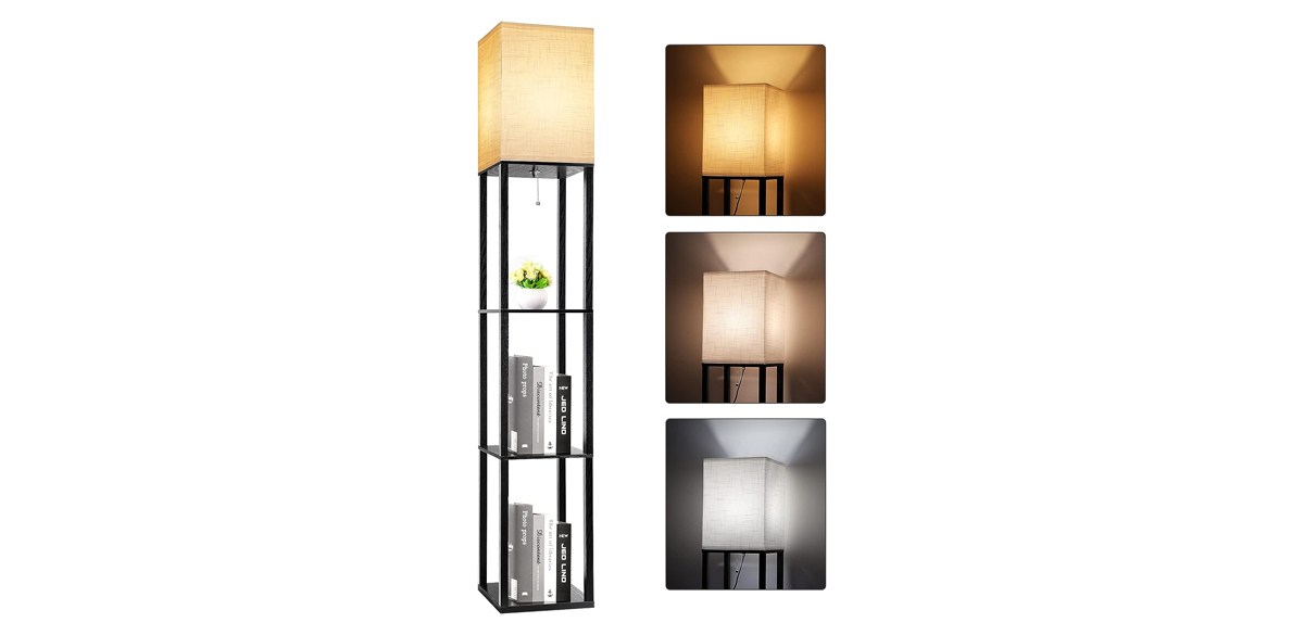 RUNTOP Floor Lamp with Shelves