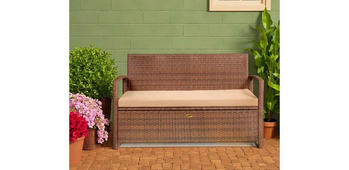 Barton Water Resistant Wicker Storage Bench