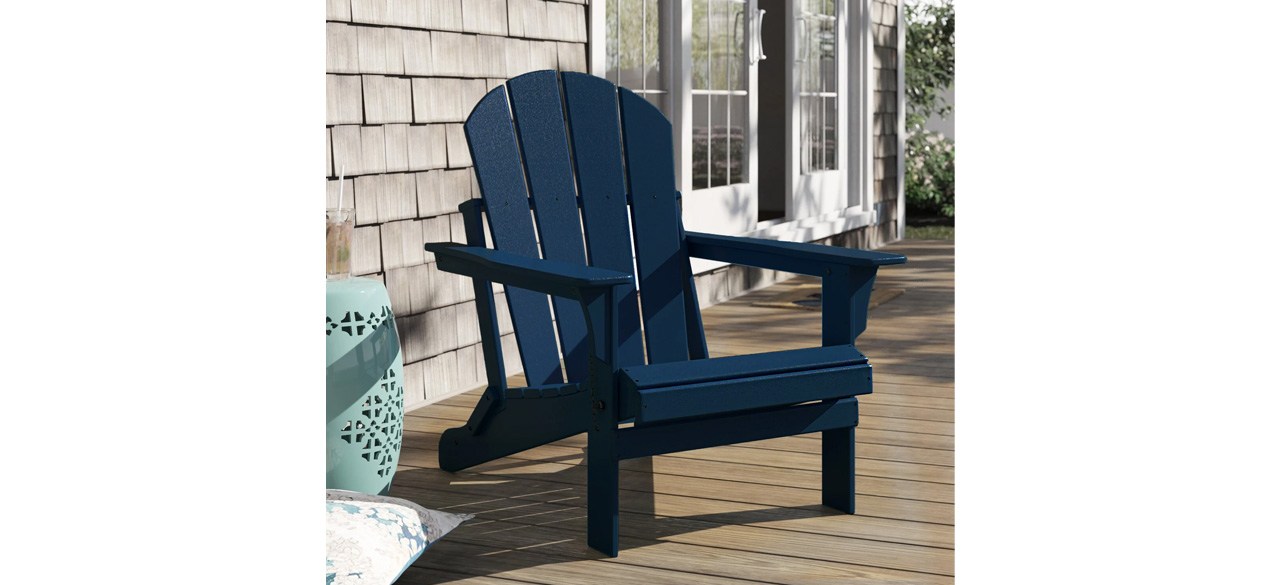 Beachcrest Home Navy Blue Shawnna Weather-Resistant Foldable Outdoor Adirondack Chair