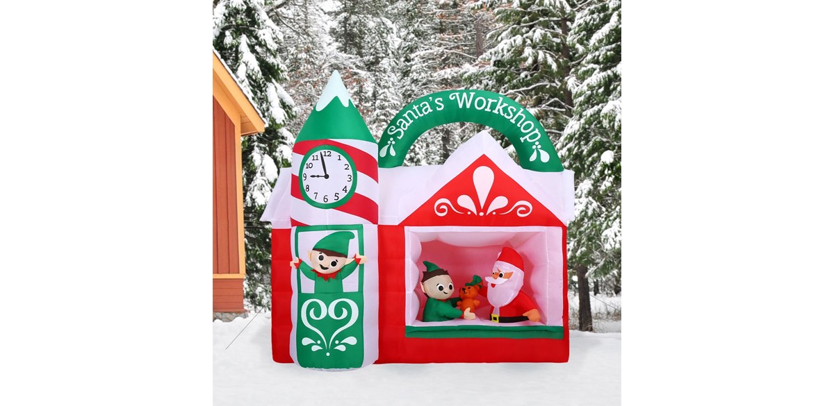 Christmas Time 6-Ft. Inflatable Santa's Workshop with Lights