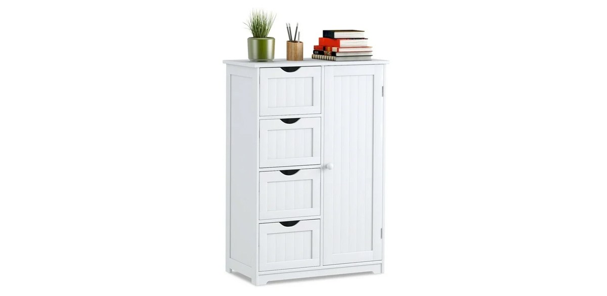 Costway Wooden 4-Drawer Bathroom Cabinet