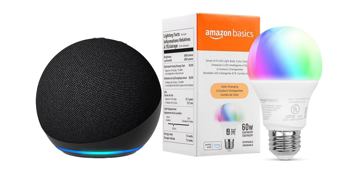 Echo Dot with Amazon Basics Smart Color Bulb