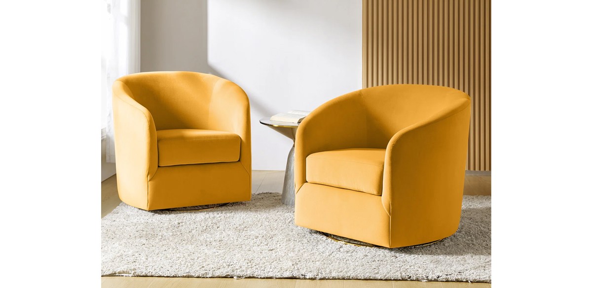 Etta Avenue Holden Velvet Swivel Barrel Chair