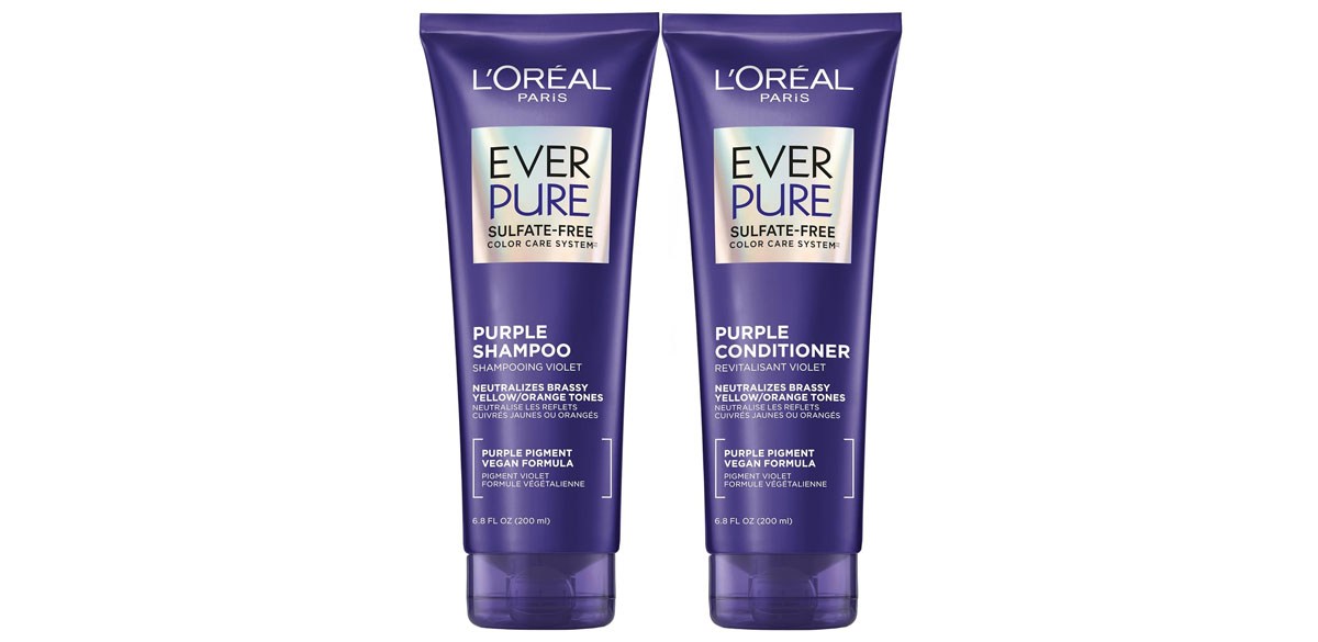 L'Oreal Paris EverPure Sulfate Free Brass Toning Purple Shampoo and Conditioner Set