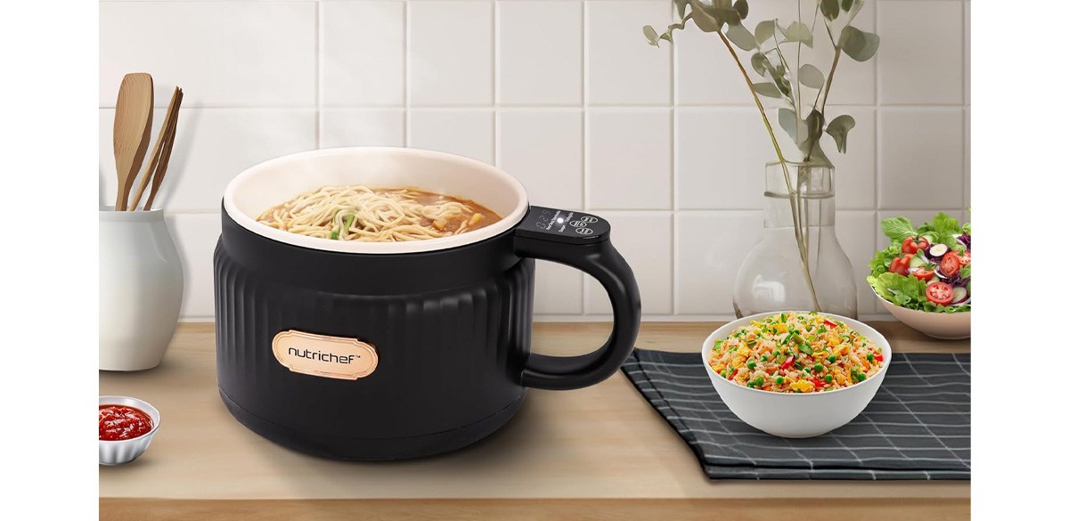 NutriChef 1.6 QT Portable Electric Rice Cooker & Lunch Maker