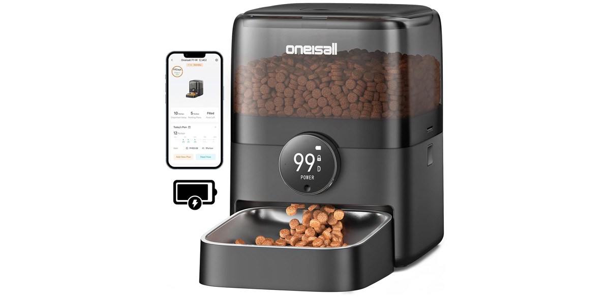oneisall Cordless WiFi Automatic Cat Feeder
