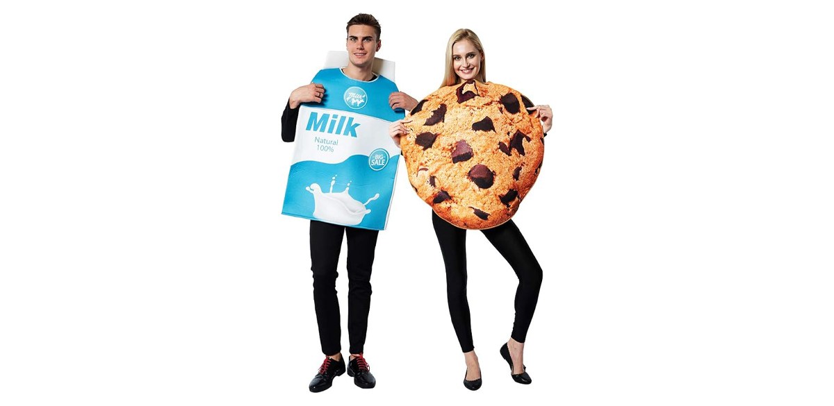 ReneeCho Couple Costume Halloween Food Cookies and Milk Carton Box