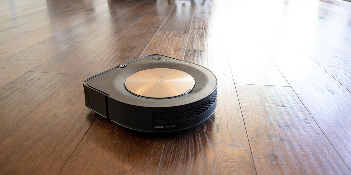 Roomba s9+ on hardwood floor
