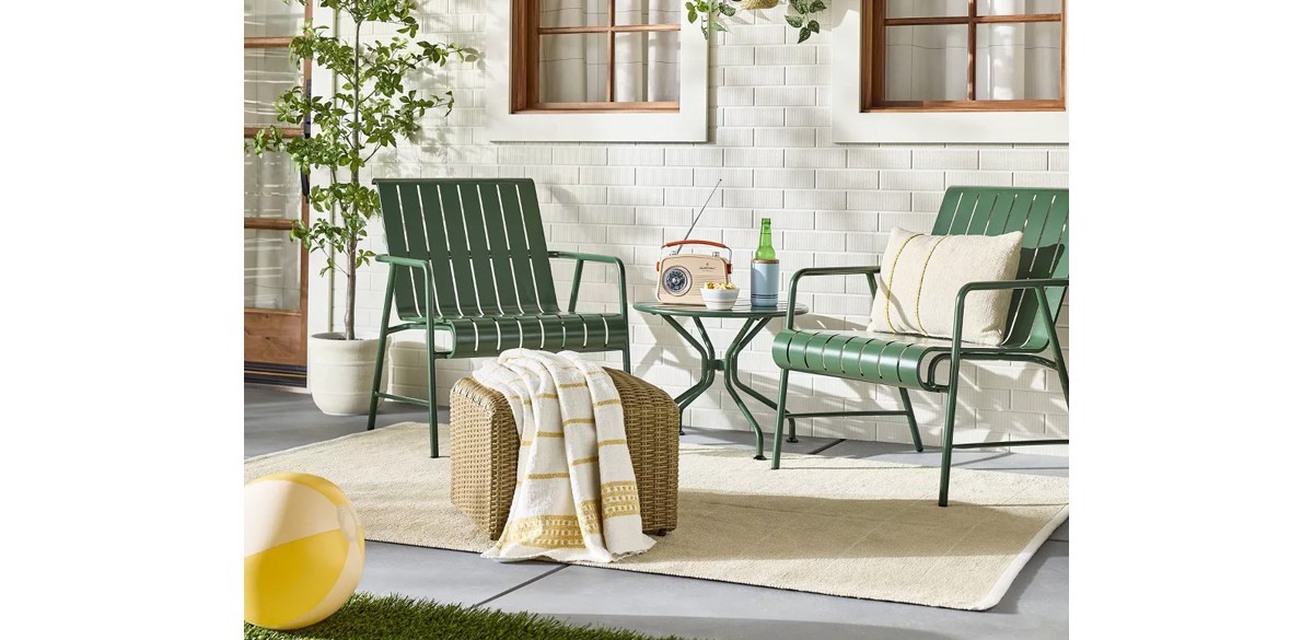 Slat Metal Outdoor Patio Club Chairs