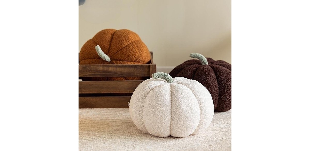 Srutirbo Teddy Fleece Pumpkin Throw Pillows