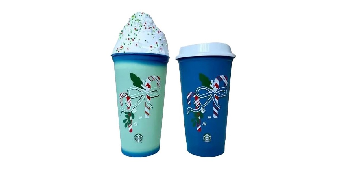 Starbucks Limited-Edition Color-Changing Candy Cane Reusable Plastic Hot Cups