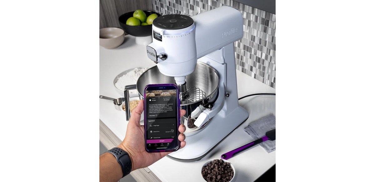 Stone White GE Profile Smart Mixer with Auto Sense